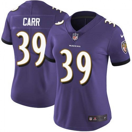 Nike Ravens #39 Brandon Carr Purple Team Color Women's Stitched NFL Vapor Untouchable Limited Jersey