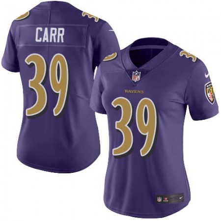 Nike Ravens #39 Brandon Carr Purple Women's Stitched NFL Limited Rush Jersey