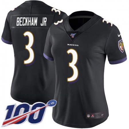 Nike Ravens #3 Odell Beckham Jr. Black Alternate Women's Stitched NFL 100th Season Vapor Untouchable Limited Jersey