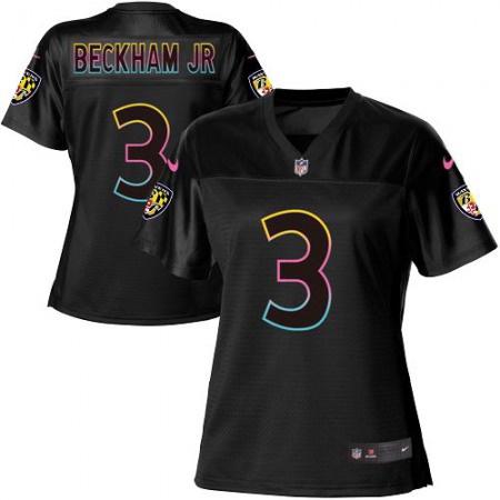 Nike Ravens #3 Odell Beckham Jr. Black Women's NFL Fashion Game Jersey