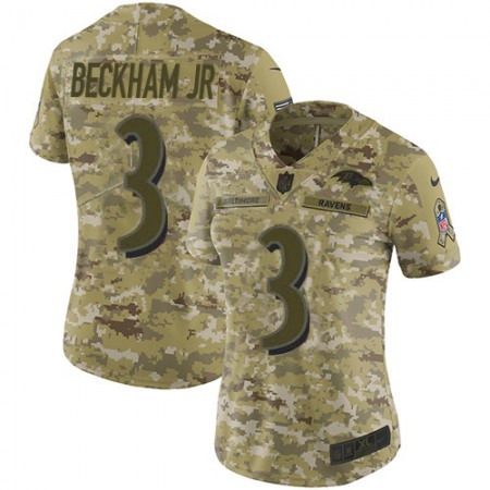 Nike Ravens #3 Odell Beckham Jr. Camo Women's Stitched NFL Limited 2018 Salute To Service Jersey