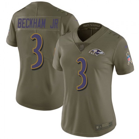 Nike Ravens #3 Odell Beckham Jr. Olive Women's Stitched NFL Limited 2017 Salute To Service Jersey