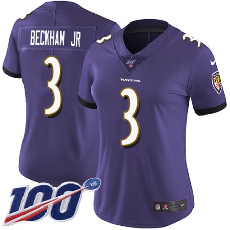 Nike Ravens #3 Odell Beckham Jr. Purple Team Color Women's Stitched NFL 100th Season Vapor Untouchable Limited Jersey