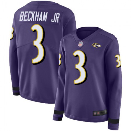 Nike Ravens #3 Odell Beckham Jr. Purple Team Color Women's Stitched NFL Limited Therma Long Sleeve Jersey