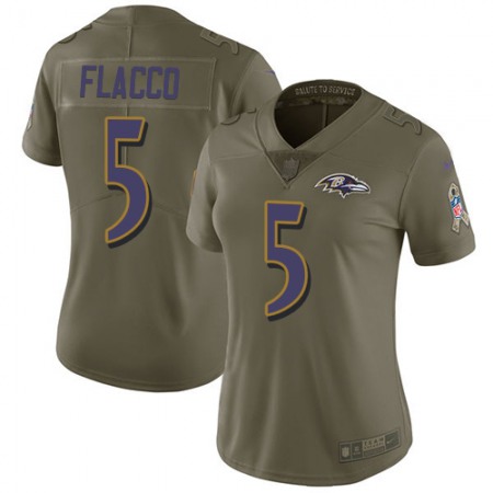 Nike Ravens #5 Joe Flacco Olive Women's Stitched NFL Limited 2017 Salute to Service Jersey