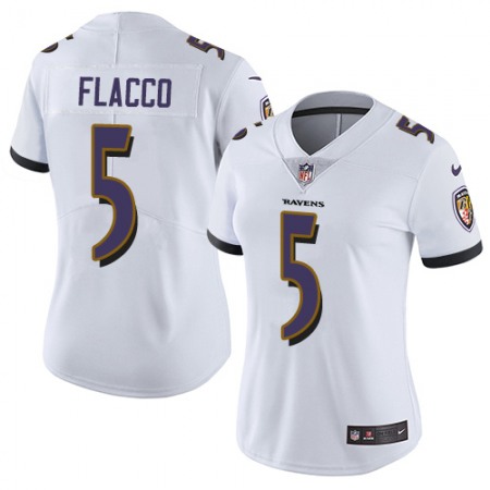 Nike Ravens #5 Joe Flacco White Women's Stitched NFL Vapor Untouchable Limited Jersey