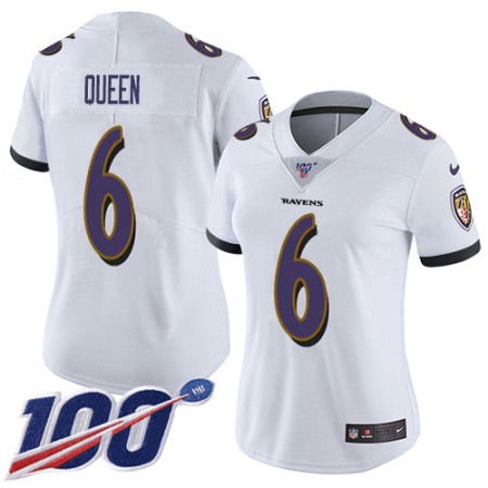 Nike Ravens #6 Patrick Queen White Women's Stitched NFL 100th Season Vapor Untouchable Limited Jersey