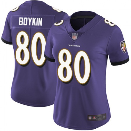 Nike Ravens #80 Miles Boykin Purple Team Color Women's Stitched NFL Vapor Untouchable Limited Jersey