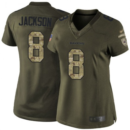 Nike Ravens #8 Lamar Jackson Green Women's Stitched NFL Limited 2015 Salute to Service Jersey