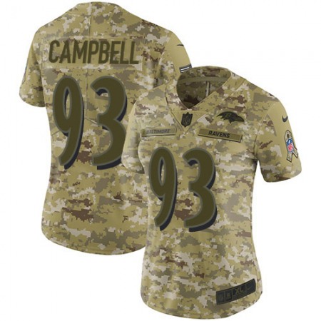 Nike Ravens #93 Calais Campbell Camo Women's Stitched NFL Limited 2018 Salute To Service Jersey