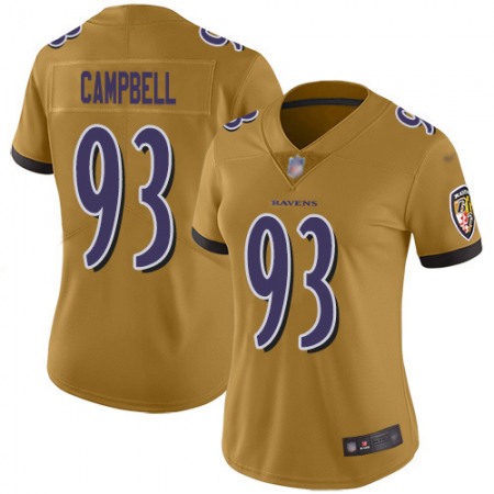 Nike Ravens #93 Calais Campbell Gold Women's Stitched NFL Limited Inverted Legend Jersey