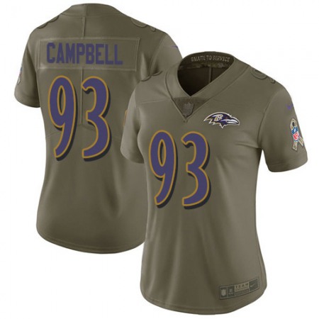 Nike Ravens #93 Calais Campbell Olive Women's Stitched NFL Limited 2017 Salute To Service Jersey