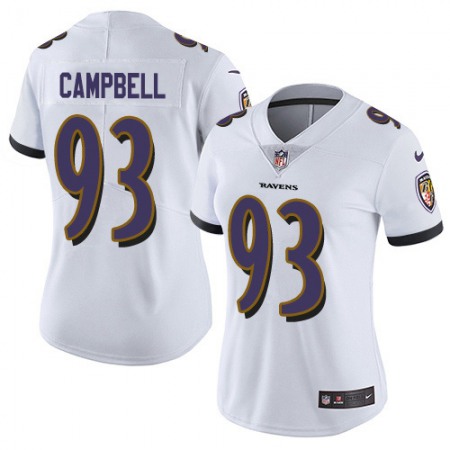 Nike Ravens #93 Calais Campbell White Women's Stitched NFL Vapor Untouchable Limited Jersey