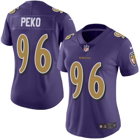 Nike Ravens #96 Domata Peko Sr Purple Women's Stitched NFL Limited Rush Jersey