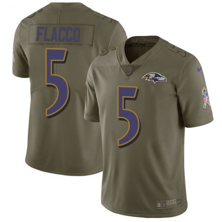 Nike Ravens #5 Joe Flacco Olive Youth Stitched NFL Limited 2017 Salute to Service Jersey