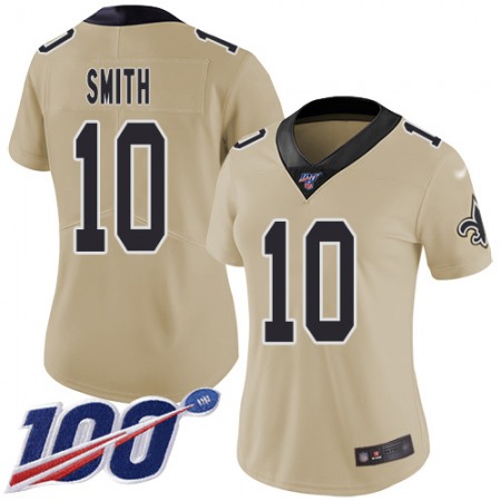 Nike Saints #10 Tre'Quan Smith Gold Women's Stitched NFL Limited Inverted Legend 100th Season Jersey