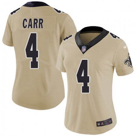 Nike Saints #4 Derek Carr Gold Women's Stitched NFL Limited Inverted Legend Jersey