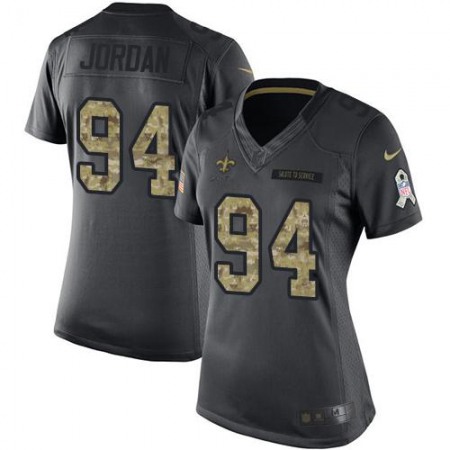 Nike Saints #94 Cameron Jordan Black Women's Stitched NFL Limited 2016 Salute to Service Jersey