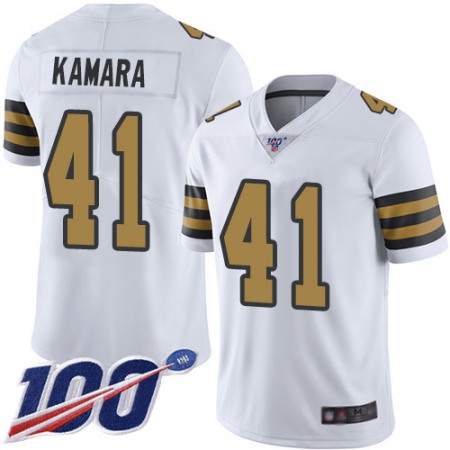 Nike Saints #41 Alvin Kamara White Youth Stitched NFL Limited Rush 100th Season Jersey