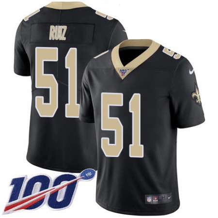 Nike Saints #51 Cesar Ruiz Black Team Color Youth Stitched NFL 100th Season Vapor Untouchable Limited Jersey