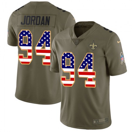 Nike Saints #94 Cameron Jordan Olive/USA Flag Youth Stitched NFL Limited 2017 Salute to Service Jersey