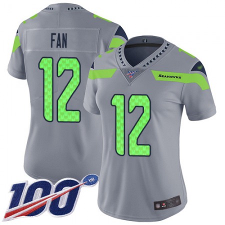 Nike Seahawks #12 Fan Silver Women's Stitched NFL Limited Inverted Legend 100th Season Jersey