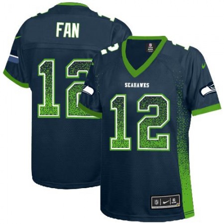 Nike Seahawks #12 Fan Steel Blue Team Color Women's Stitched NFL Elite Drift Fashion Jersey