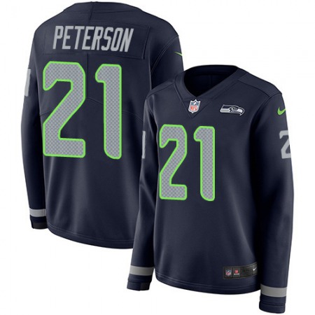 Nike Seahawks #21 Adrian Peterson Steel Blue Team Color Women's Stitched NFL Limited Therma Long Sleeve Jersey