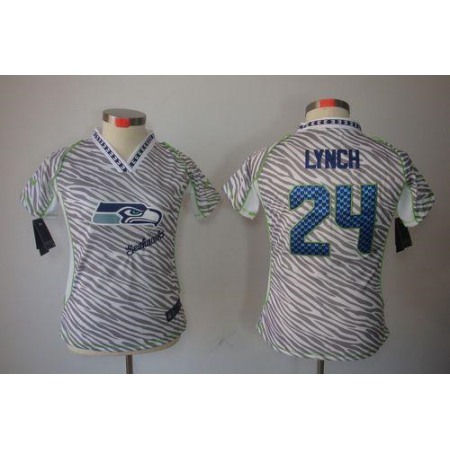 Nike Seahawks #24 Marshawn Lynch Zebra Women's Stitched NFL Elite Jersey