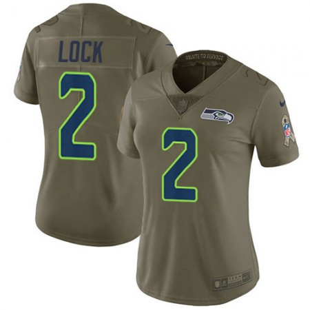 Nike Seahawks #2 Drew Lock Olive Women's Stitched NFL Limited 2017 Salute To Service Jersey