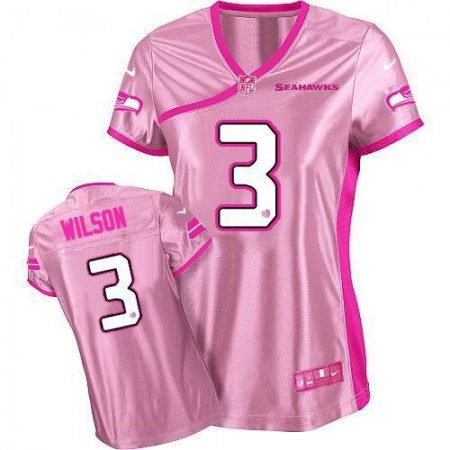 Nike Seahawks #3 Russell Wilson Pink Women's Be Luv'd Stitched NFL Elite Jersey