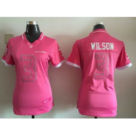 Nike Seahawks #3 Russell Wilson Pink Women's Stitched NFL Elite Bubble Gum Jersey