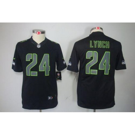 Nike Seahawks #24 Marshawn Lynch Black Impact Youth Stitched NFL Limited Jersey