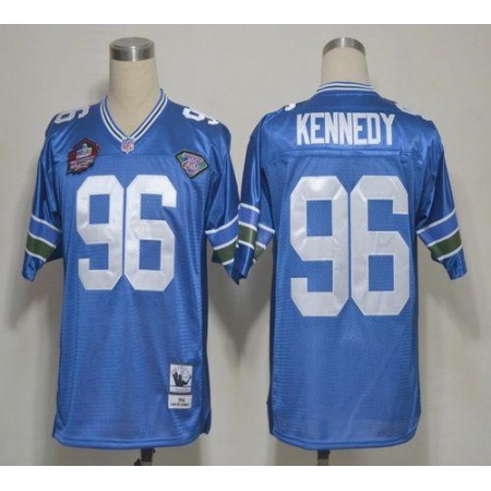 Mitchell And Ness Hall of Fame 2012 Seahawks #96 Cortez Kennedy Blue Stitched Throwback NFL Jersey