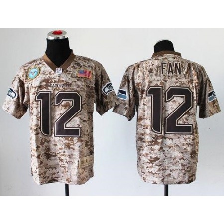 Nike Seahawks #12 Fan Camo Men's Stitched NFL New Elite USMC Jersey