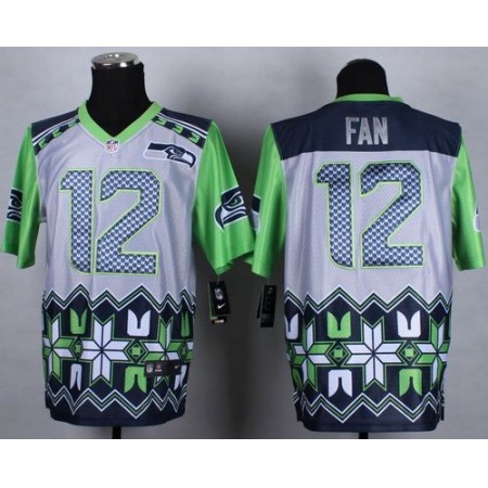 Nike Seahawks #12 Fan Grey Men's Stitched NFL Elite Noble Fashion Jersey