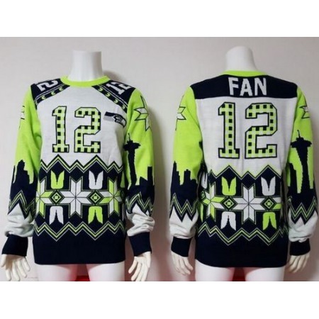 Nike Seahawks #12 Fan White Men's Ugly Sweater