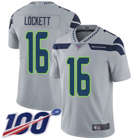 Nike Seahawks #16 Tyler Lockett Grey Alternate Men's Stitched NFL 100th Season Vapor Limited Jersey