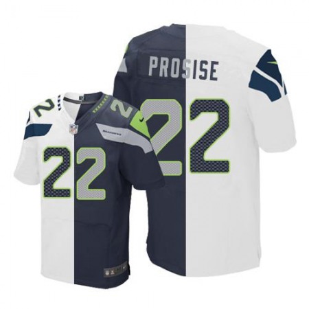 Nike Seahawks #22 C. J. Prosise White/Steel Blue Men's Stitched NFL Elite Split Jersey