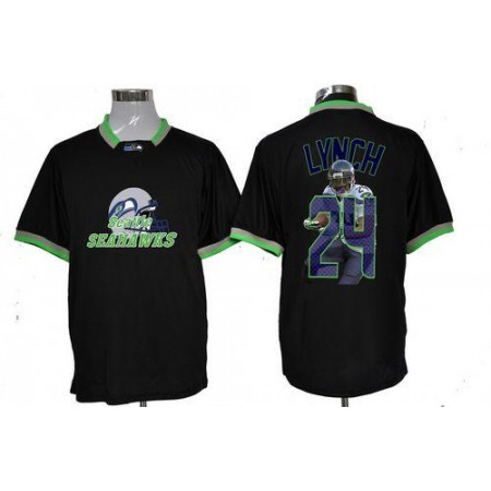 Nike Seahawks #24 Marshawn Lynch Black Men's NFL Game All Star Fashion Jersey