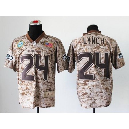 Nike Seahawks #24 Marshawn Lynch Camo Men's Stitched NFL New Elite USMC Jersey