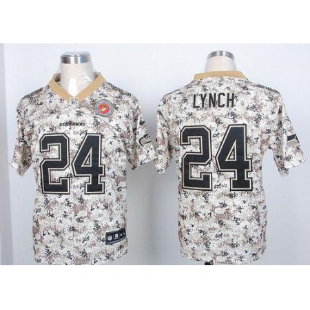 Nike Seahawks #24 Marshawn Lynch Camo USMC Men's Stitched NFL Elite Jersey