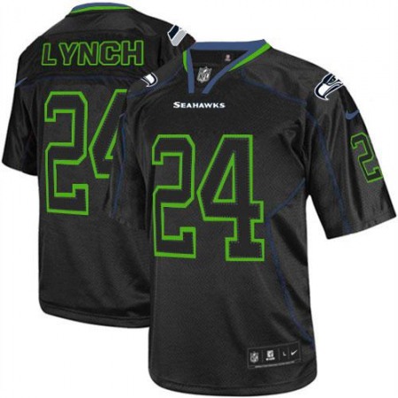 Nike Seahawks #24 Marshawn Lynch Lights Out Black Men's Stitched NFL Elite Jersey