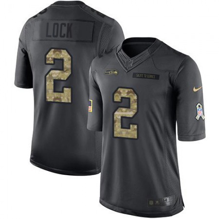 Nike Seahawks #2 Drew Lock Black Men's Stitched NFL Limited 2016 Salute to Service Jersey