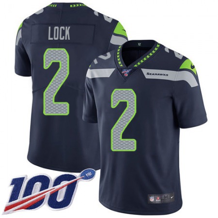 Nike Seahawks #2 Drew Lock Steel Blue Team Color Men's Stitched NFL 100th Season Vapor Untouchable Limited Jersey