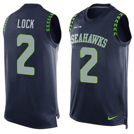 Nike Seahawks #2 Drew Lock Steel Blue Team Color Men's Stitched NFL Limited Tank Top Jersey