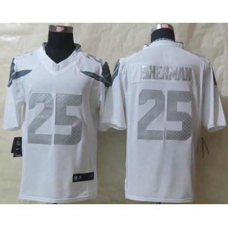 Nike Seahawks #25 Richard Sherman White Men's Stitched NFL Limited Platinum Jersey