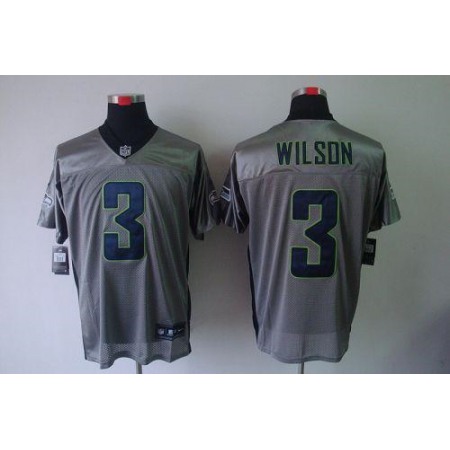 Nike Seahawks #3 Russell Wilson Grey Shadow Men's Stitched NFL Elite Jersey