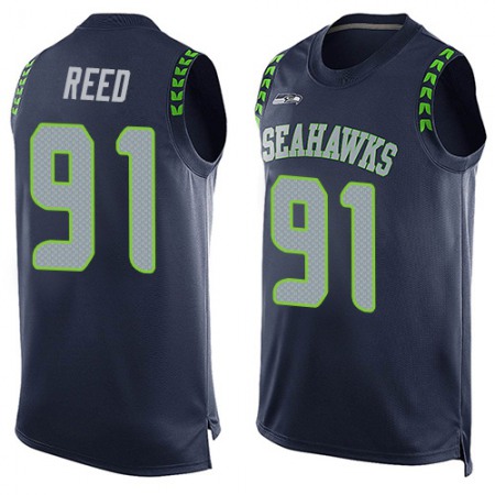 Nike Seahawks #91 Jarran Reed Steel Blue Team Color Men's Stitched NFL Limited Tank Top Jersey