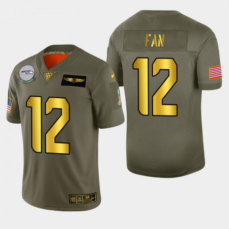 Seattle Seahawks #12 Fan Men's Nike Olive Gold 2019 Salute to Service Limited NFL 100 Jersey